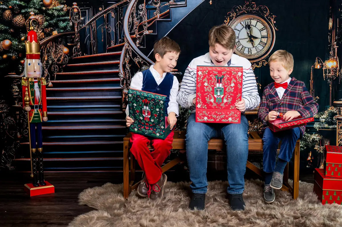 Kate Christmas Stair Clock Backdrop Designed by Chain Photography