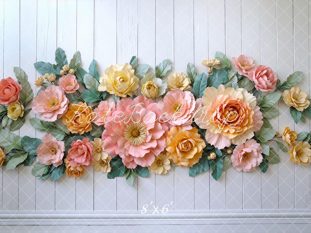 Kate Elegant Flower White Wood Wall Backdrop Designed by Mini MakeBelieve