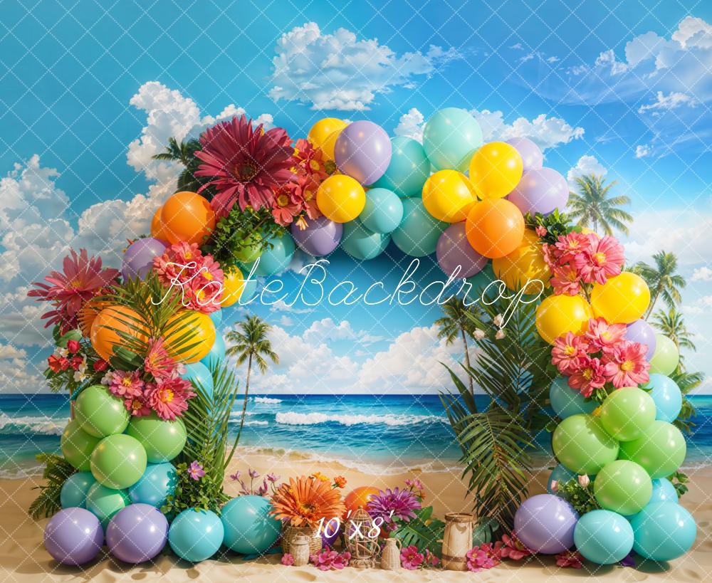 Kate Tropical Beach Balloon Arch Backdrop Designed by Emetselch