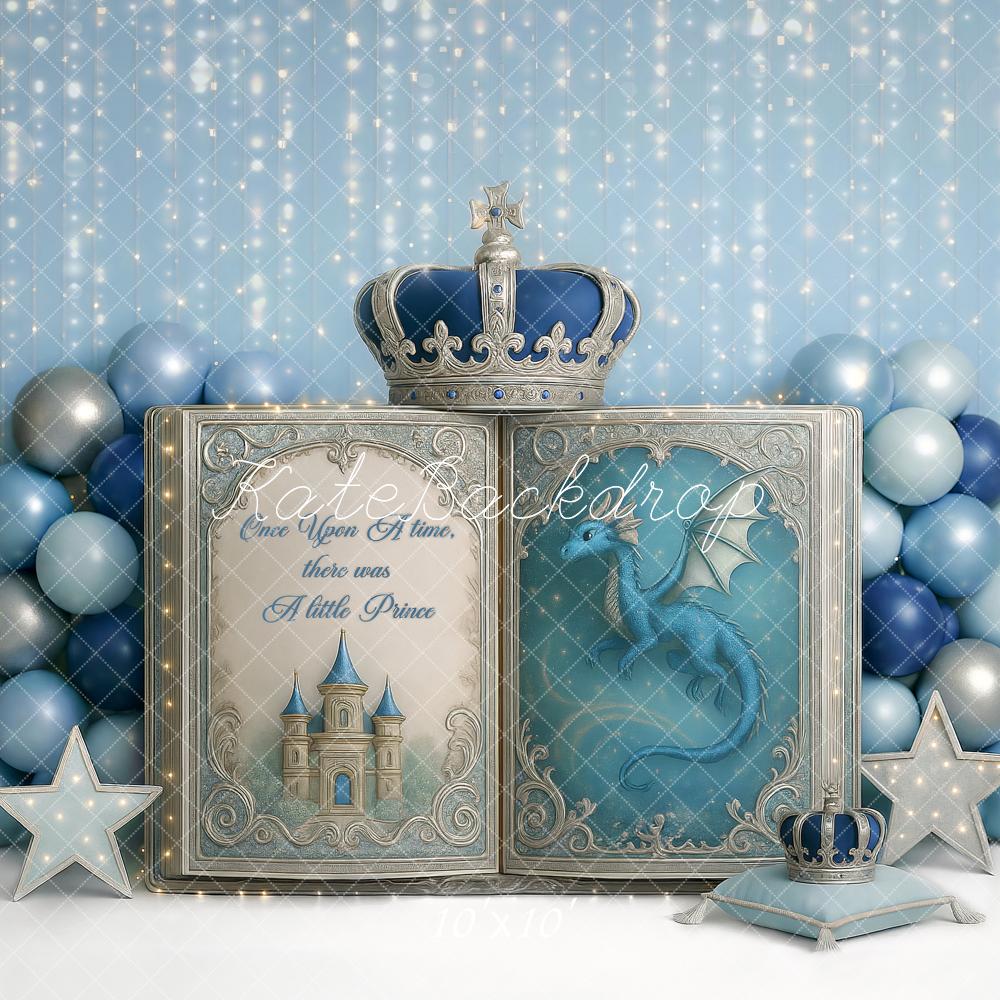 Kate Cake Smash Little Prince Crown Book Printed Backdrop Designed by Ashley Paul
