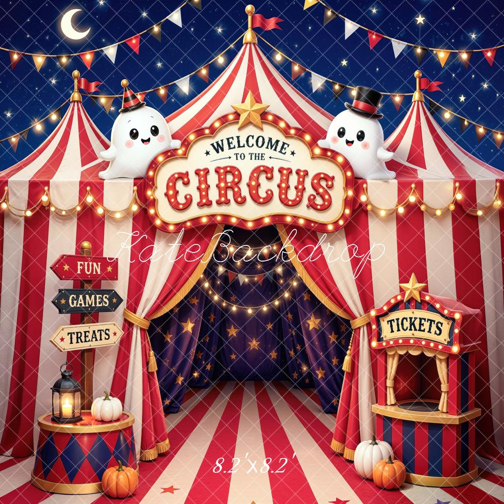 Kate Halloween Circus Tent Trunk or Treat Ghosts Printed Backdrop Designed by Mini MakeBelieve
