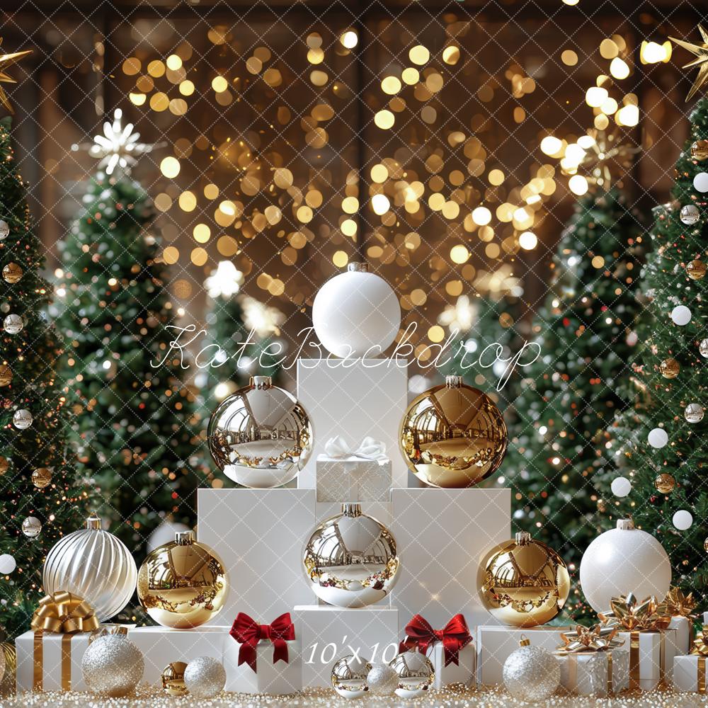 Kate Christmas Tree Ornaments Gift Bokeh Backdrop Designed by Mini MakeBelieve