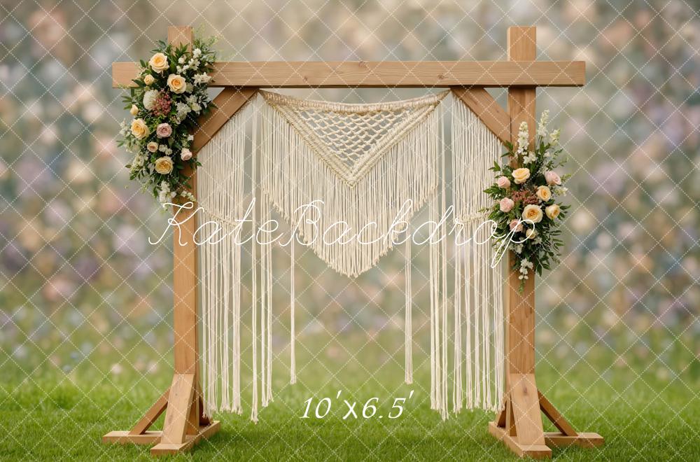 Kate Boho Macrame Flower Arch Garden Backdrop Designed by Mini MakeBelieve