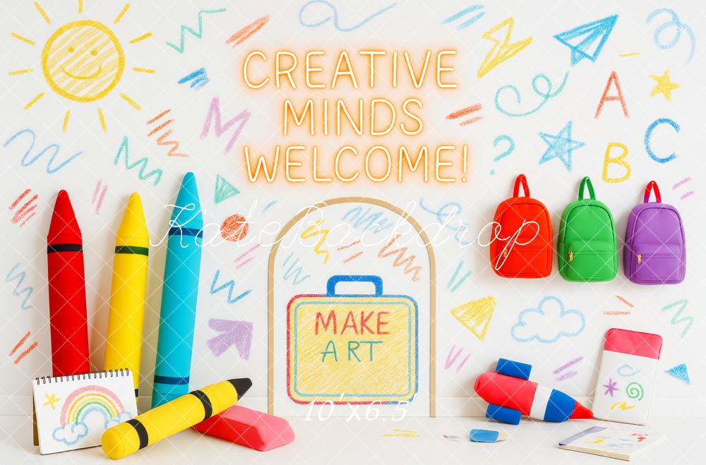 Suministros de arte de regreso a la escuela coloridos fondo diseñado por Patty Roberts