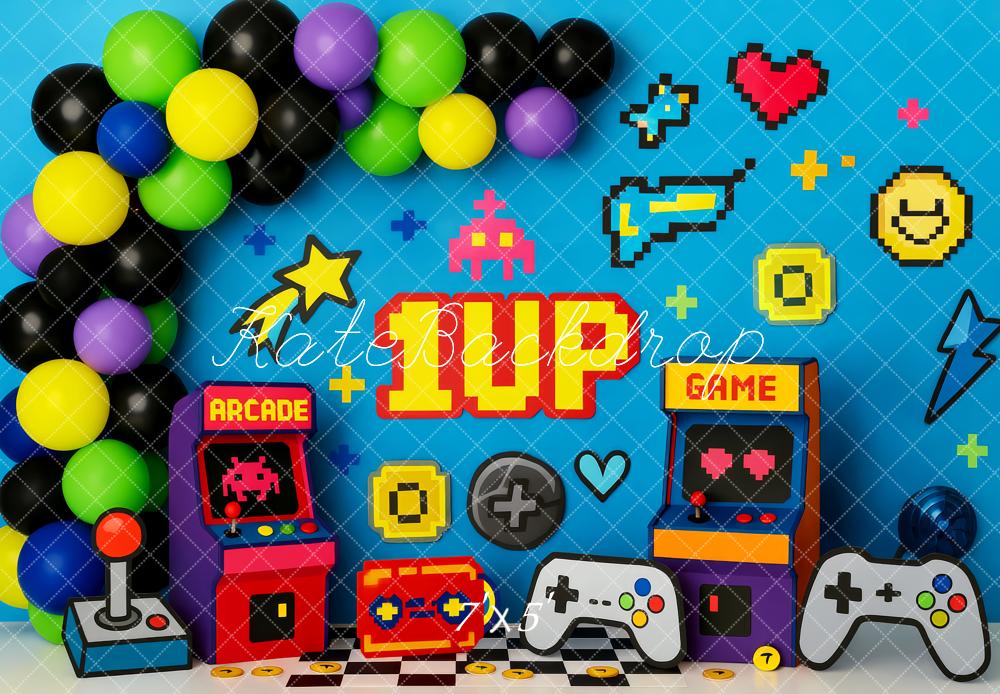Cake Smash Arcade Gaming Retro 1UP Foto Achtergrond Designed by Patty Roberts