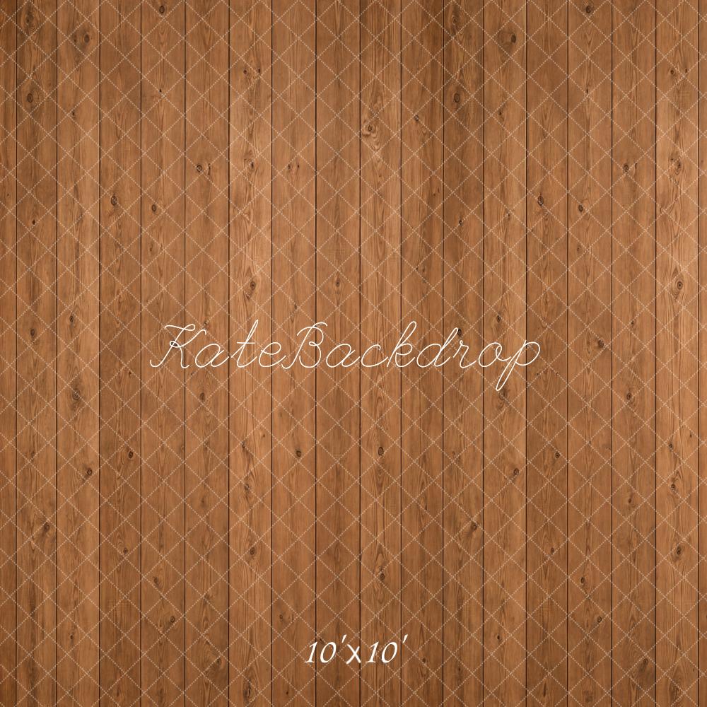 Kate Brown Light Wood Planks Floor Printed Backdrop Designed by Emetselch
