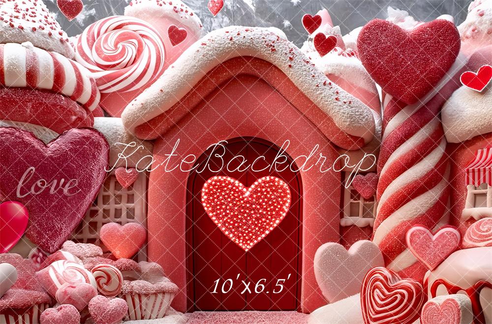 Kate Valentine's Pink Candy House Backdrop Designed by Mini MakeBelieve