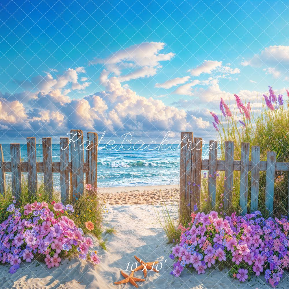 Fondo Floral de Verano en la Playa con Cerca Diseñado por Emetselch