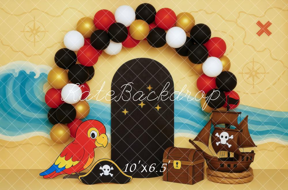 Kate Cake Smash Pirate Adventure Treasure Balloon Backdrop Designed by Mini MakeBelieve