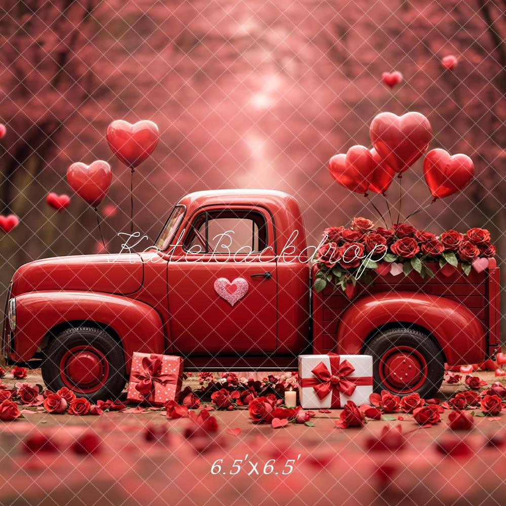 Sfondo per San Valentino Camion Rosso Cuori Palloncini Designed by Emetselch
