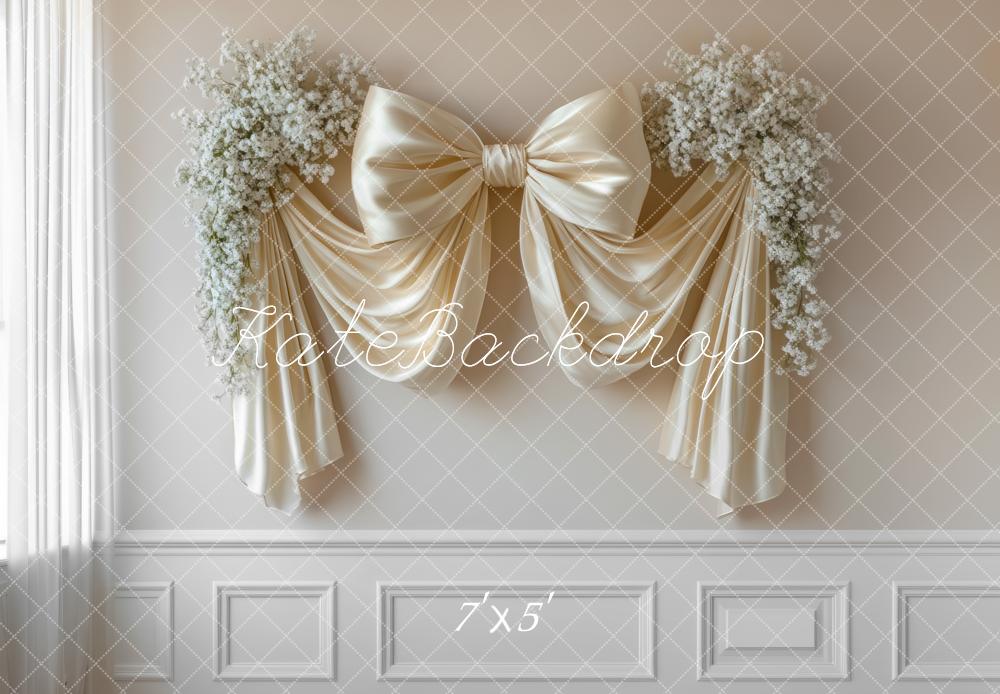 Elegante Strik Bloemige Witte Foto Achtergrond Designed by Mini MakeBelieve