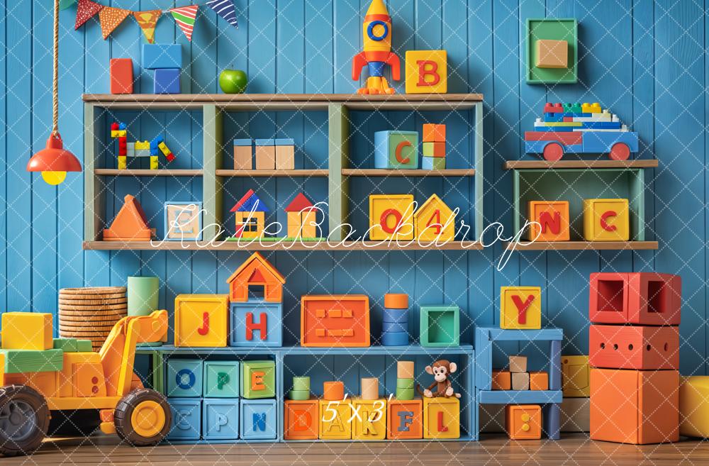 Fondo de Estante de Bloques de Juguetes Coloridos para Niños Cake Smash Diseñado por Emetselch