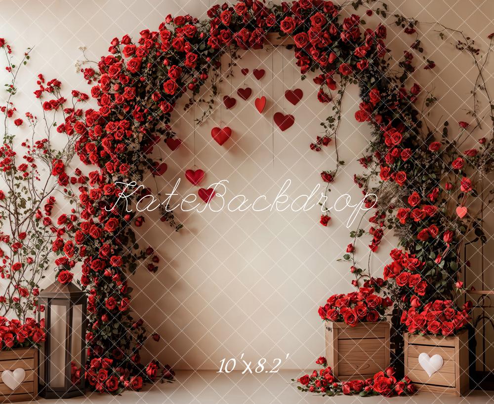Valentine Flower Arch Red Rose Foto Achtergrond Designed by Emetselch