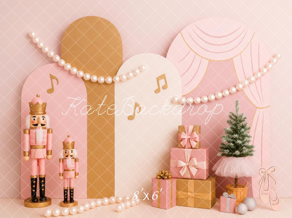 Kate Christmas Pink Nutcracker Pearl Gifts Birthday Backdrop Designed by Patty Roberts