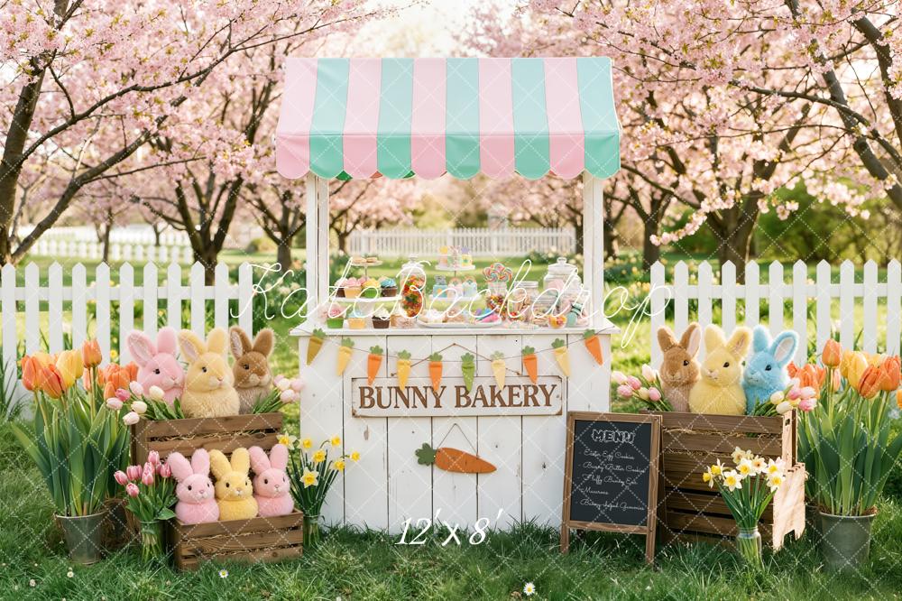 Kate Easter Bunny Bakery Pink Blossoms Backdrop Designed by Emetselch