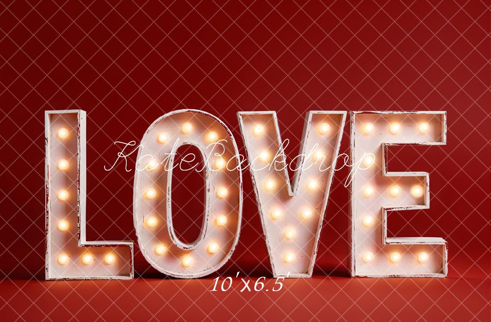 Kate Valentine's Day Red Marquee Love Letters Backdrop Designed by Emetselch