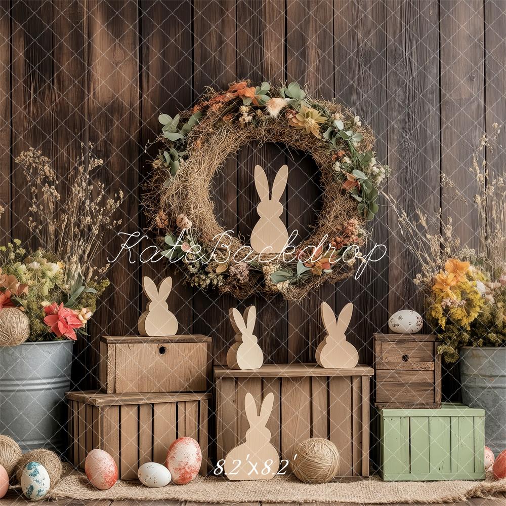 Kate Easter Bunny Rustic Floral Backdrop Designed by Patty Roberts