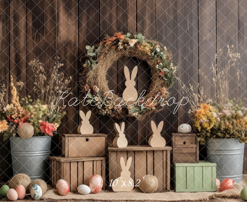 Kate Easter Bunny Rustic Floral Backdrop Designed by Patty Roberts