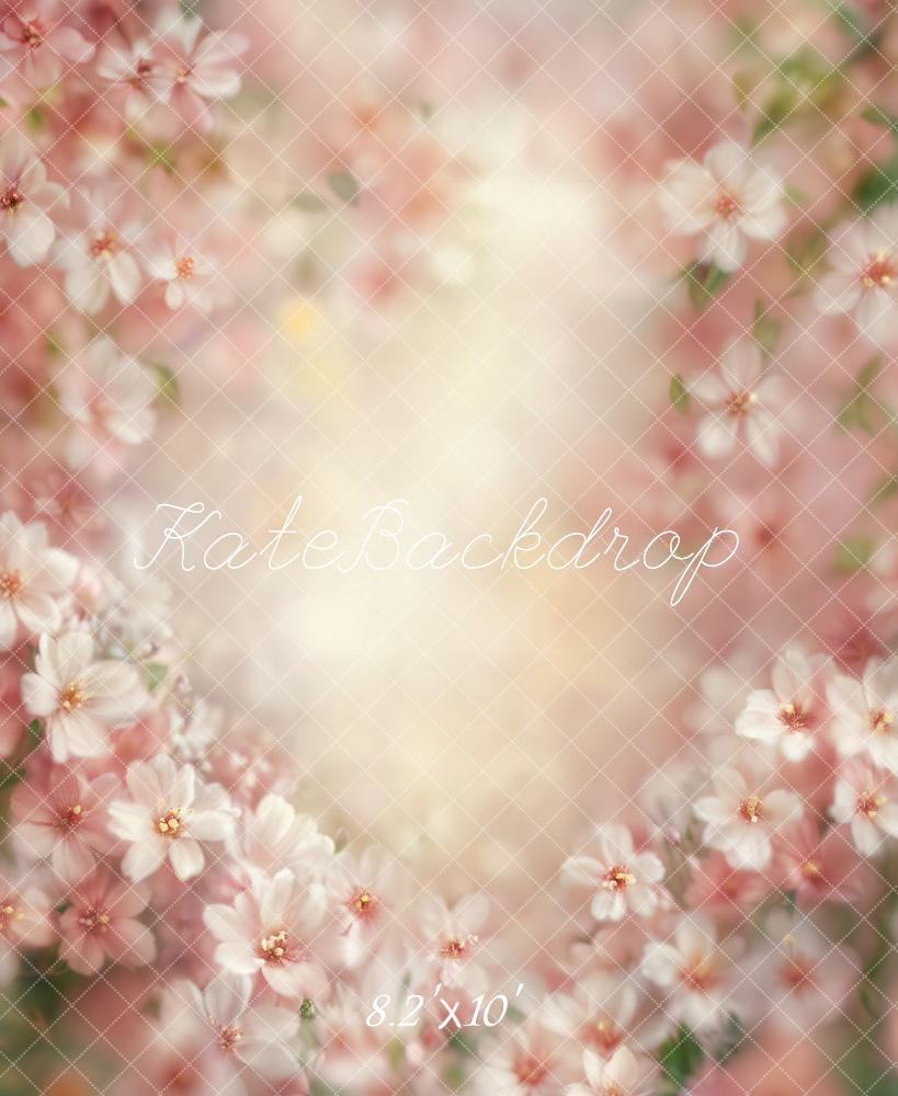 Kate Spring Floral Bokeh Pink Backdrop Designed by Emetselch