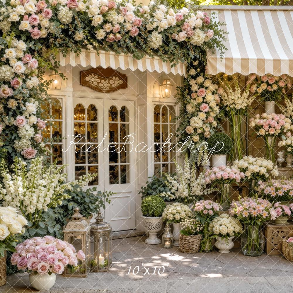 Kate Spring Flower Arch Storefront Garden Printed Backdrop Designed by Mini MakeBelieve