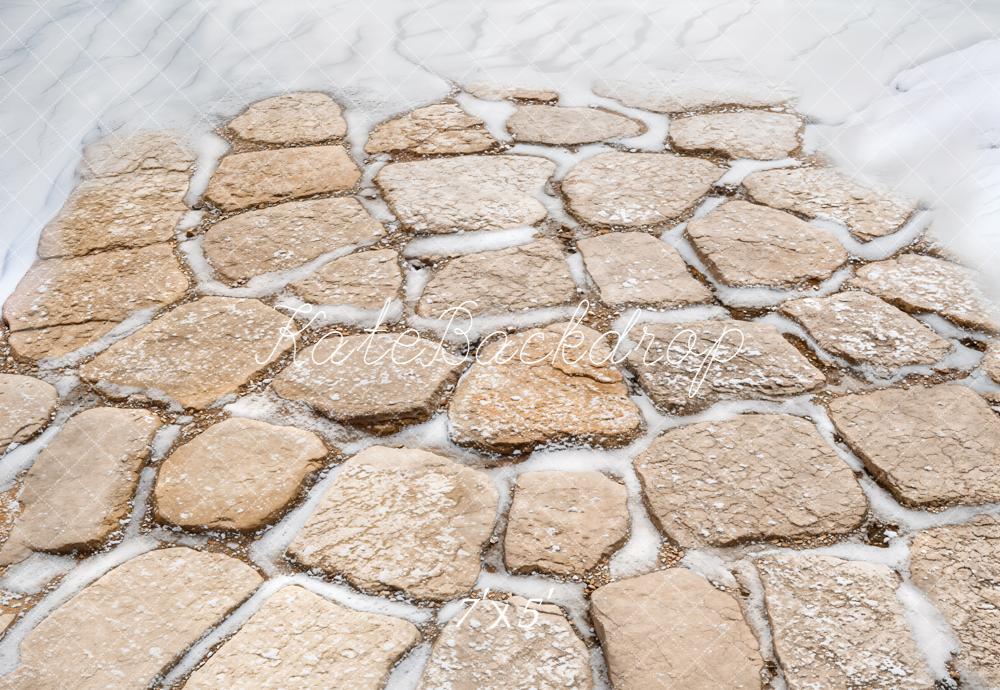 Kate Winter Cobblestone Snow Floor Backdrop Designed by Kate Image