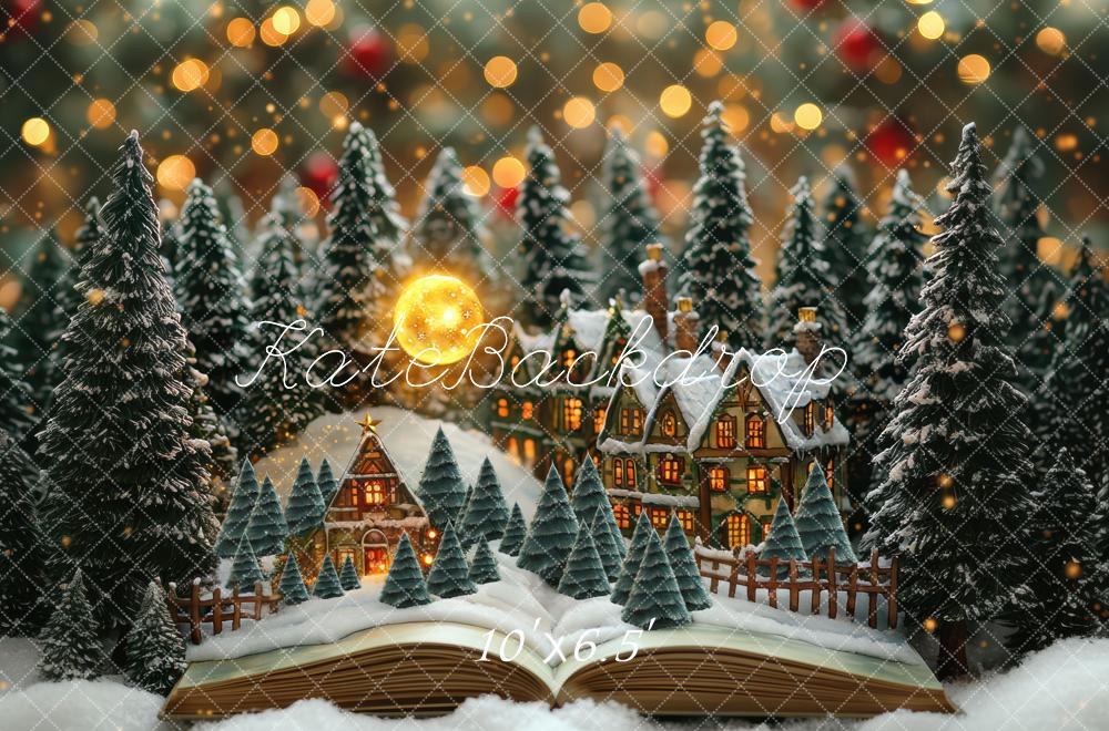 Fondo de Cuento de Navidad en un Pueblo Nevado Diseñado por Mini MakeBelieve