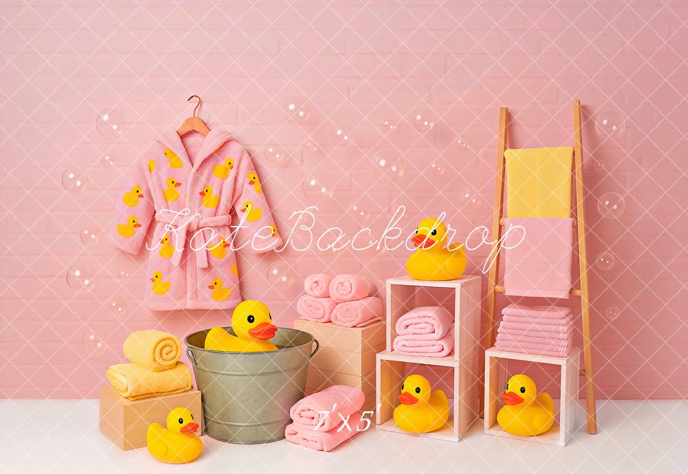 Kate Baby Shower Cake Smash Pink Duck Bath Backdrop Designed by Ashley Paul