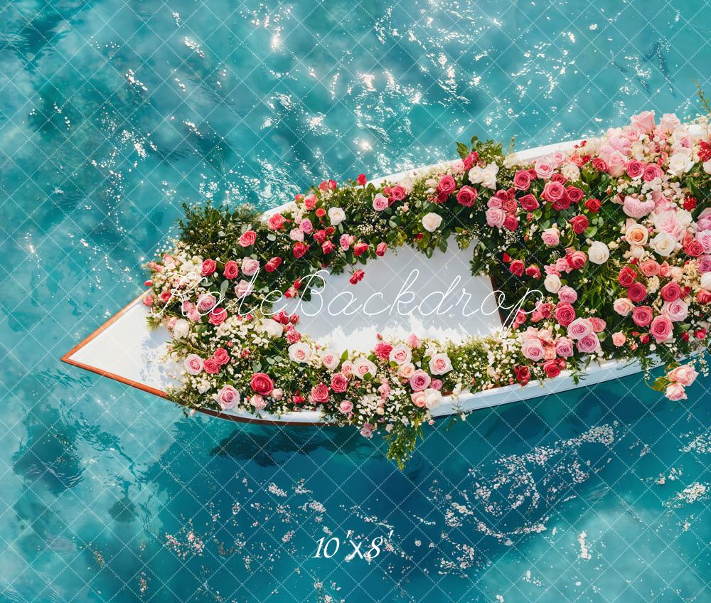 Sfondo per pavimento con barca floreale in mare progettato da Emetselch