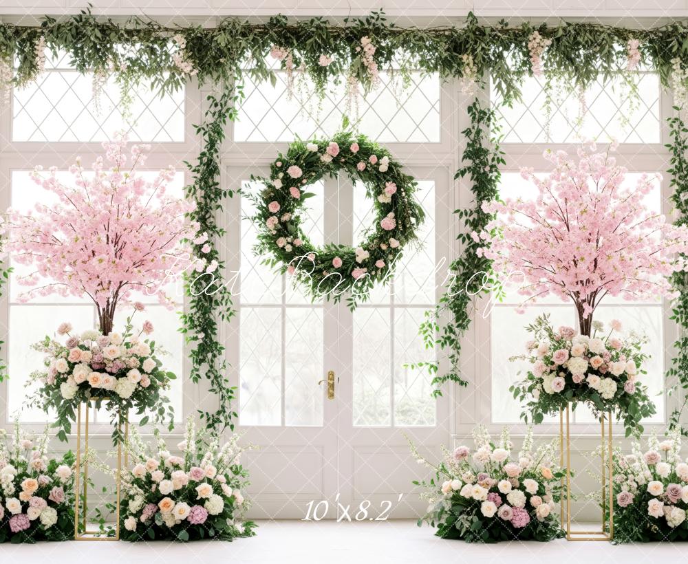 Kate Spring Flower Arch Pink Cherry Blossom Wreath Backdrop Designed by Patty Roberts