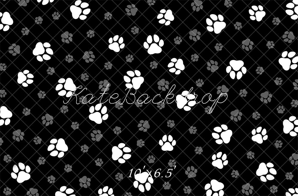 Kate Black White Paw Print Pattern Backdrop Designed by Mandy Ringe Photography
