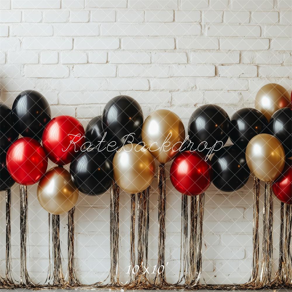 Kate Red Black Gold Balloons Backdrop Designed by Patty Roberts