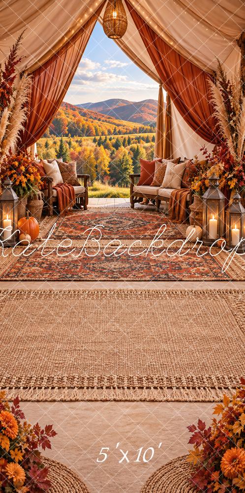 Kate Sweep Fall Boho Canopy Mountain View Printed Backdrop Designed by Vertigo Productions