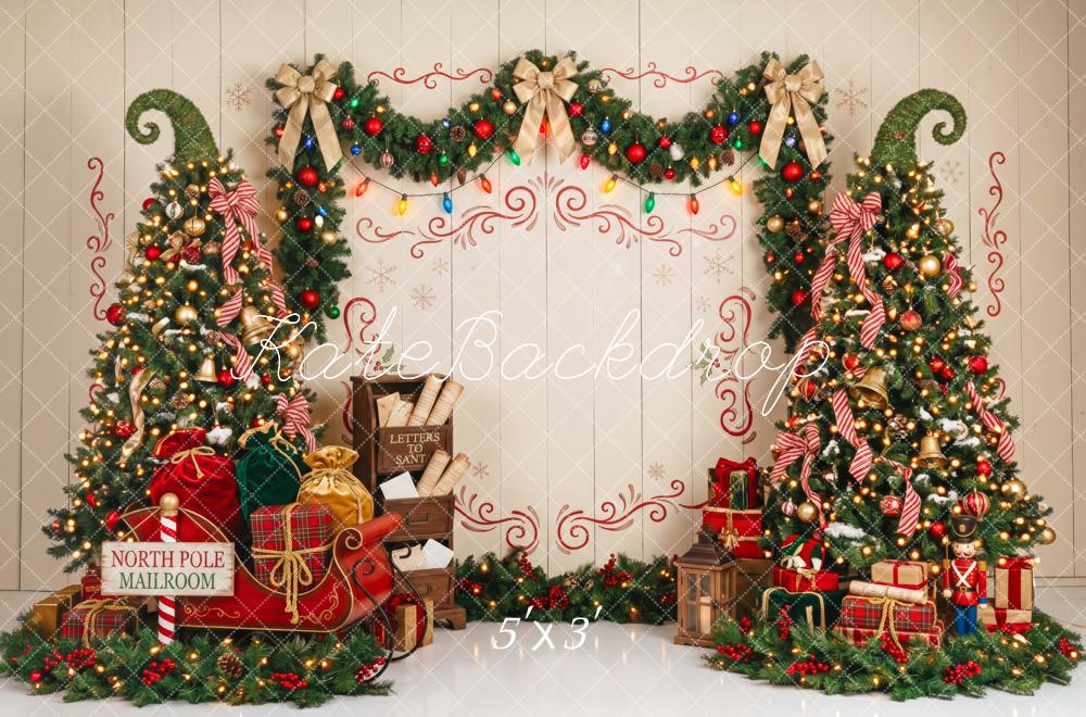 Kate Christmas Tree Fantasy Garland Sleigh Presents Printed Backdrop Designed by Patty Roberts