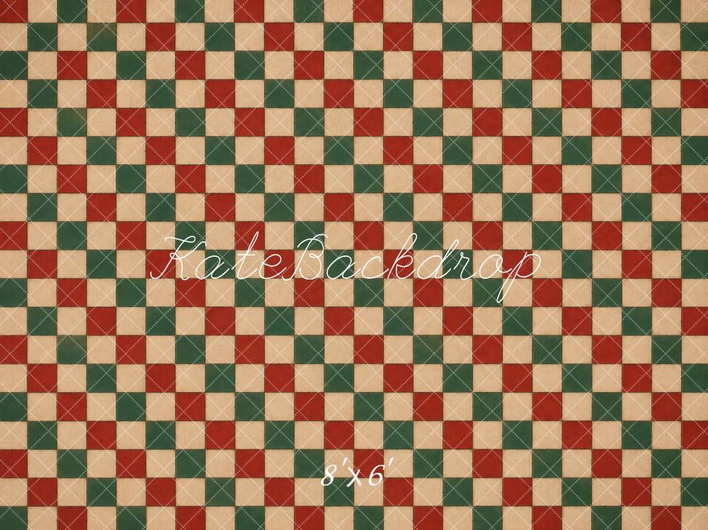 Kate Christmas Red Green Plaid Floor Printed Backdrop Designed by Vertigo Productions