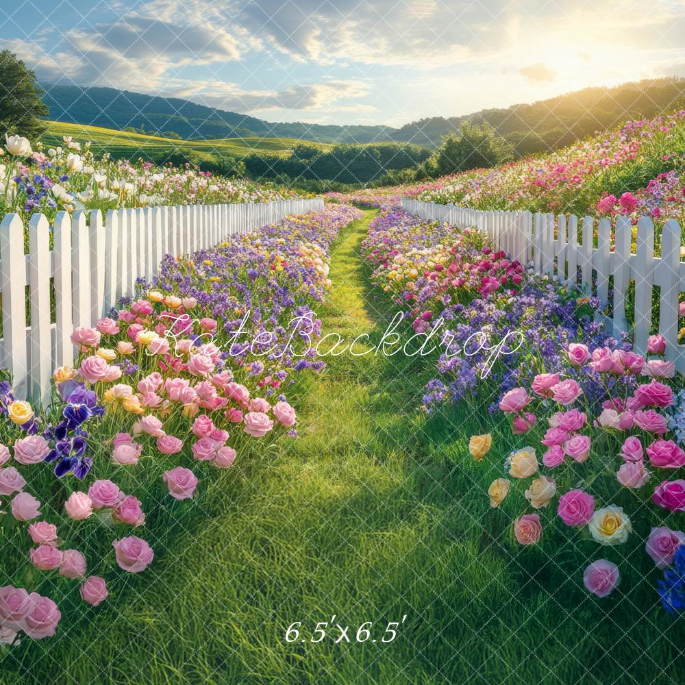 Kate Spring Field Flower Garden Path Backdrop Designed by Mini MakeBelieve