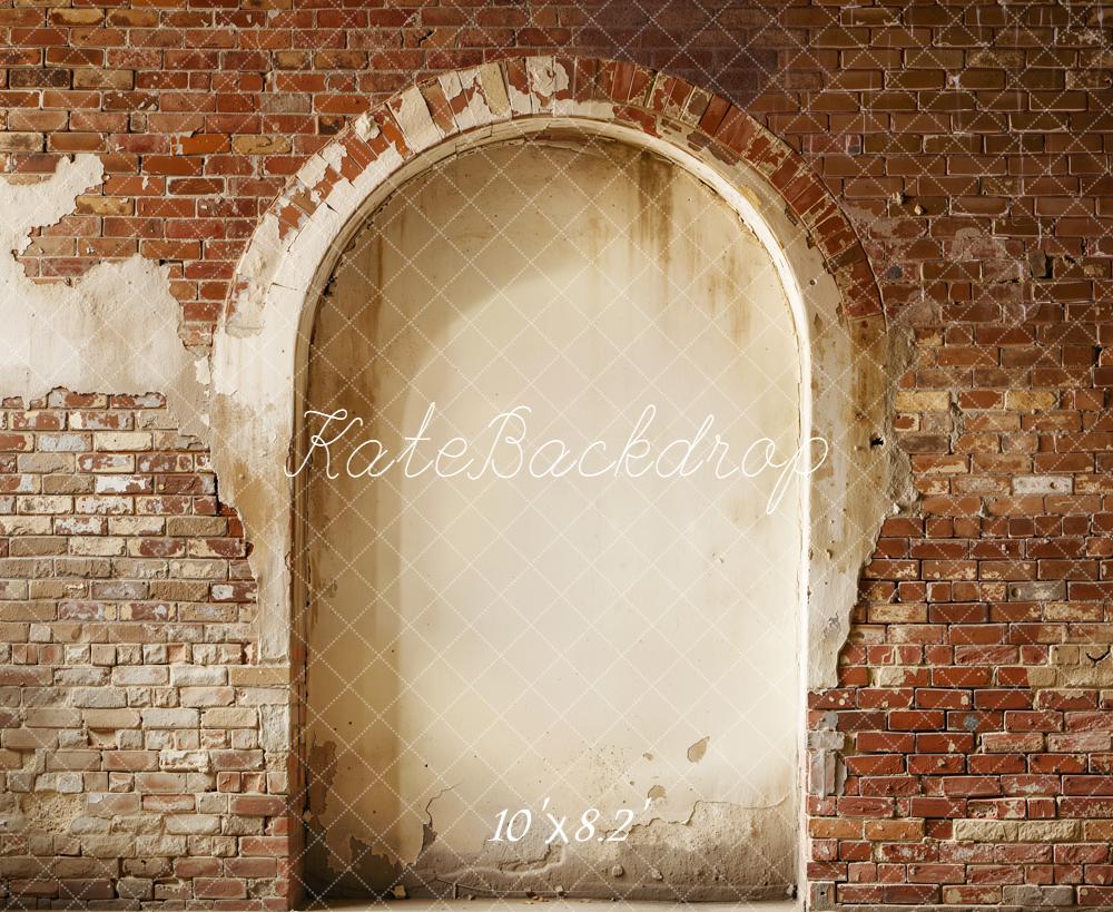 Kate Vintage Brick Wall Arch Printed Backdrop Designed by Emetselch