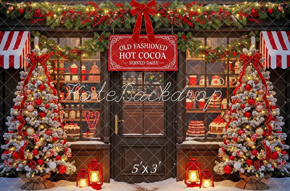 Kate Christmas Hot Cocoa Shop Christmas Trees Garland Backdrop Designed by Patty Roberts