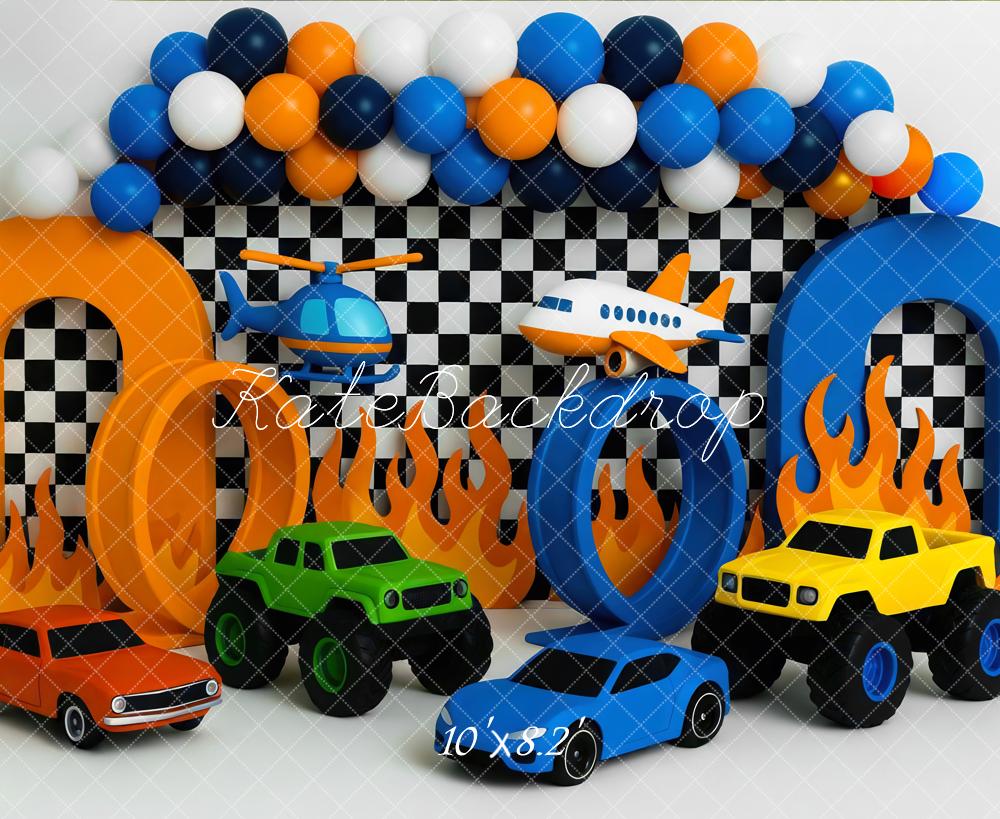 Cake Smash Race Car Ballon Boog Foto Achtergrond Designed by Mini MakeBelieve