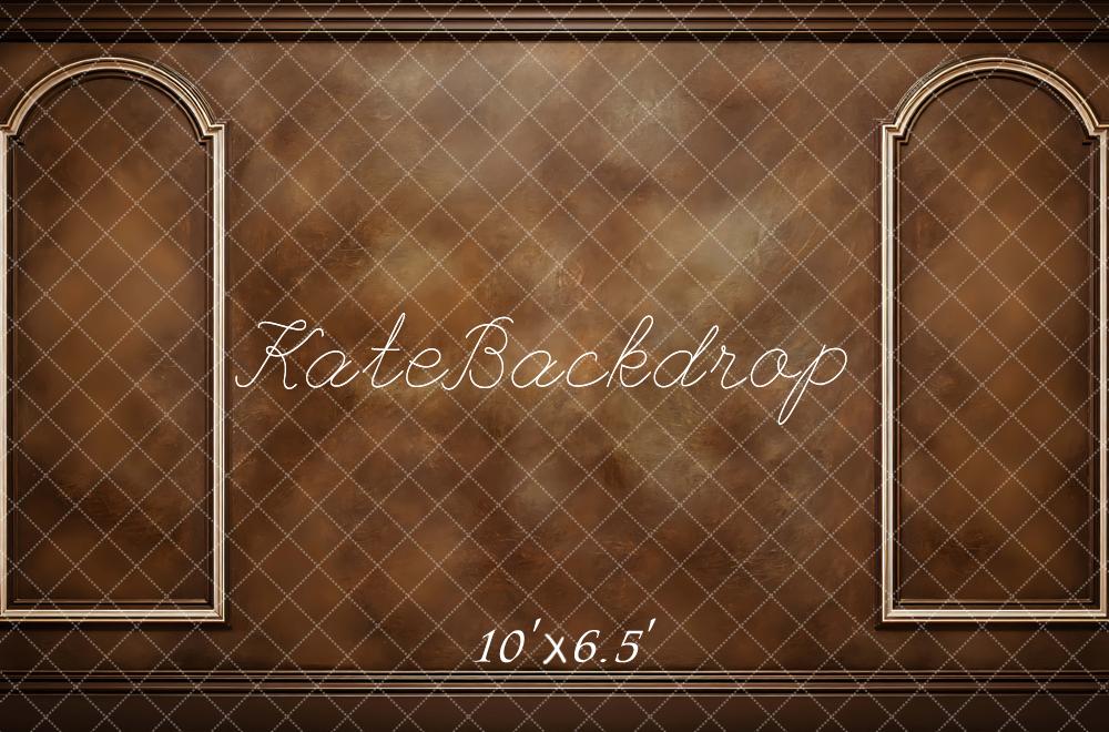 Kate Fine Art Brown Retro Wall Arched Panel Printed Backdrop Designed by Mini MakeBelieve