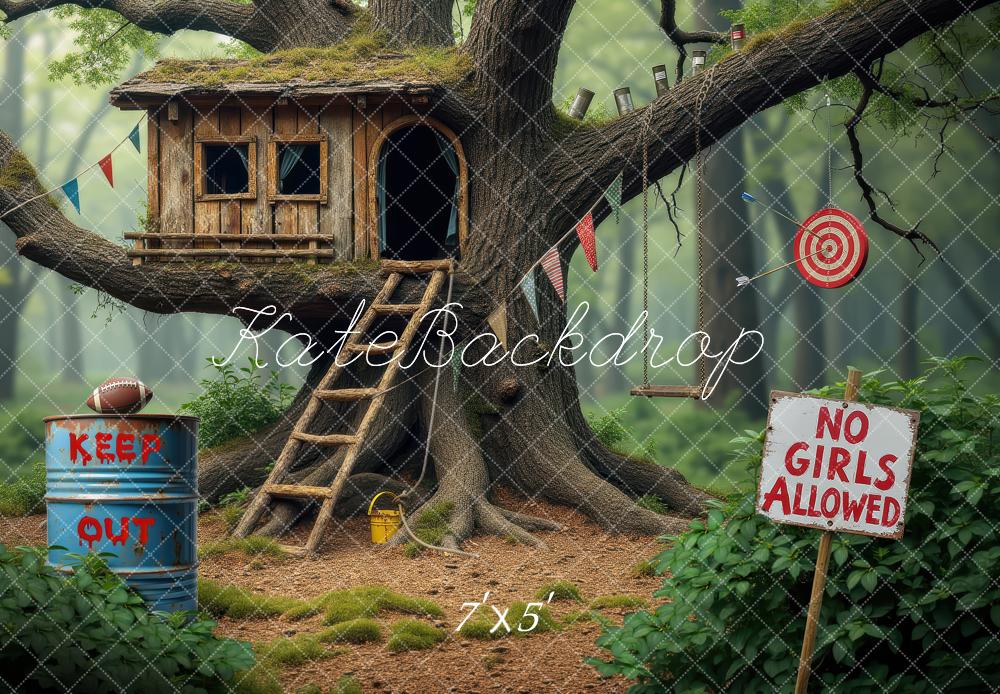 TEST Kate Summer Treehouse Forest Clubhouse Printed Backdrop Designed by Laura Bybee