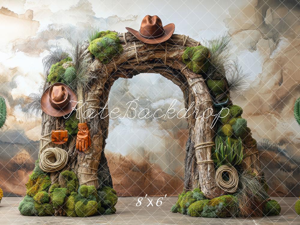 Verjaardag Westerse Avontuur Cowboy Boog Cactus Foto Achtergrond Designed by Mini MakeBelieve