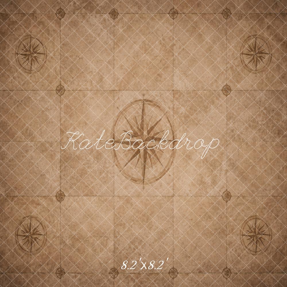 Kate Vintage Compass Brown Floor Printed Backdrop Printed Backdrop Designed by Vertigo Productions