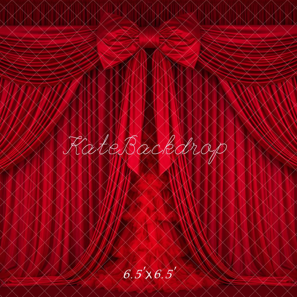 Kate Red Curtain Bow Stage Backdrop Designed by Patty Roberts
