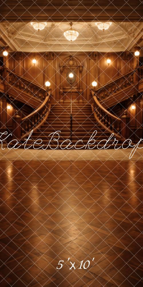 Kate Sweep Cascading Stairs Grand Chandelier Ballroom Printed Backdrop Designed by Vertigo Productions