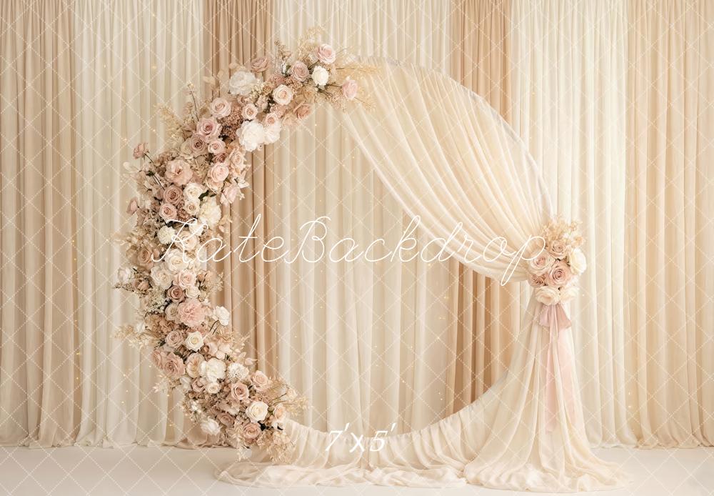Kate Mother's Day Flower Arch Cream Drapes Printed Backdrop Designed by Patty Roberts