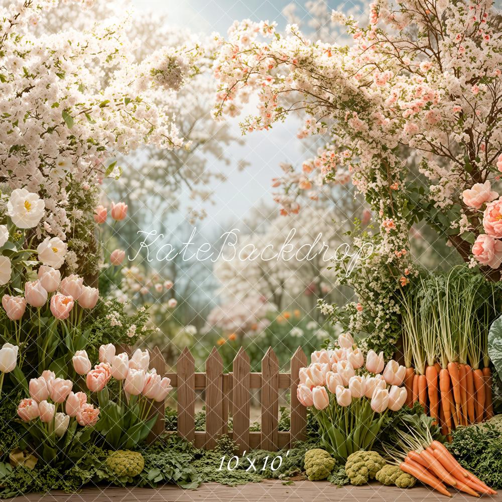 Kate Spring Easter Flower Arch Garden Fence Printed Backdrop Designed by Emetselch