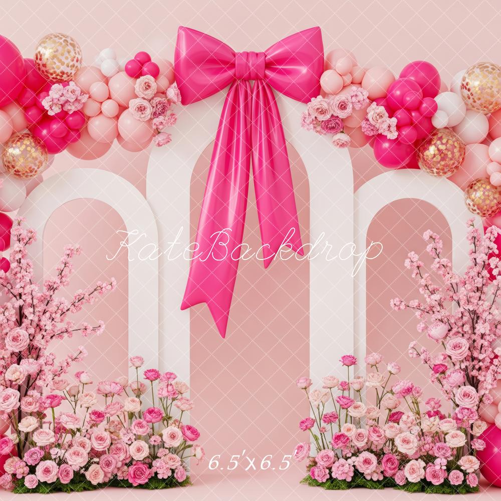 Kate Mother's Day Pink Flower Arch Balloon Bow Backdrop Designed by Patty Roberts