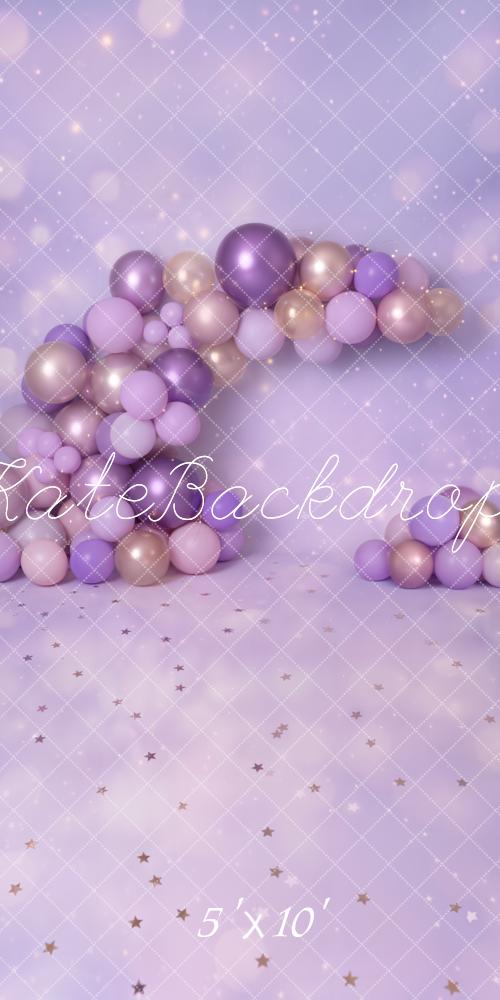 Kate Sweep Cake Smash Purple Balloon Arch Star Floor Printed Backdrop Designed by Emetselch