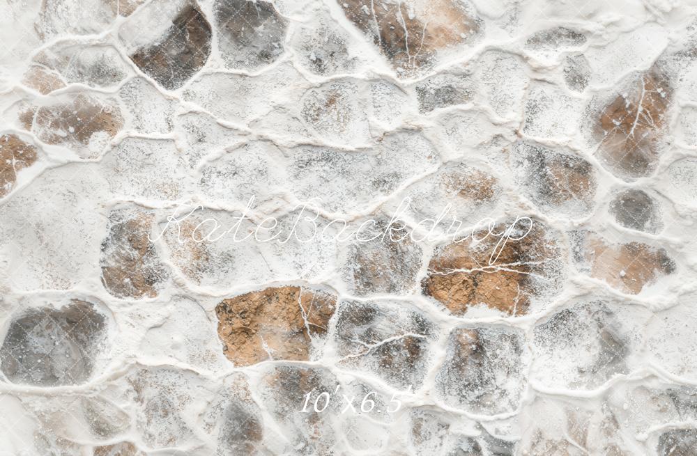 Kate Winter Vintage Cobblestone Snow Floor Backdrop Designed by Emetselch