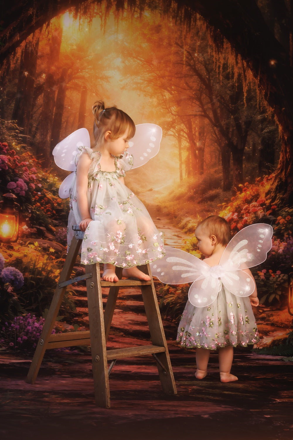 Kate Sweep Fairy Fantasy Forest Flower Arch Pathway Printed Backdrop Designed by Vertigo Productions